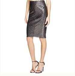 New Sz S women's small pencil skirt black & silver metallic by Minkpink nwt holiday wear to work cocktail party