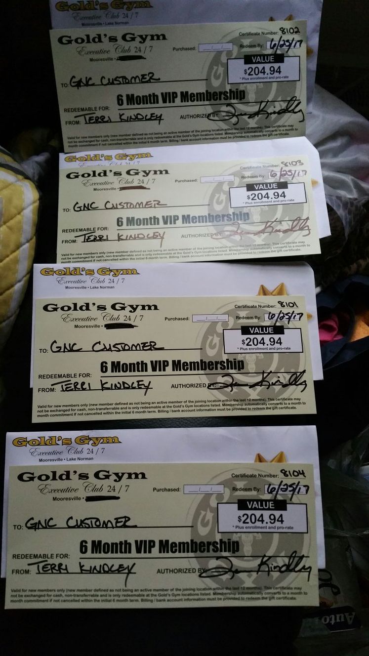 4- Gold's Gym 6-month VIP membership value at $204.94