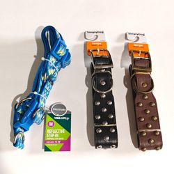 Large Dog Collars Brown and Black and Medium Harness for Dogs