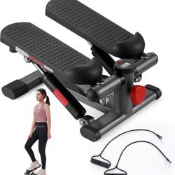 Mini Steppers for Home Workout Exercise, Stair Stepper Mute The Sound with Resistance Bands, Mini Aerobic Stepper Machine, Stair Climber Equipment wit