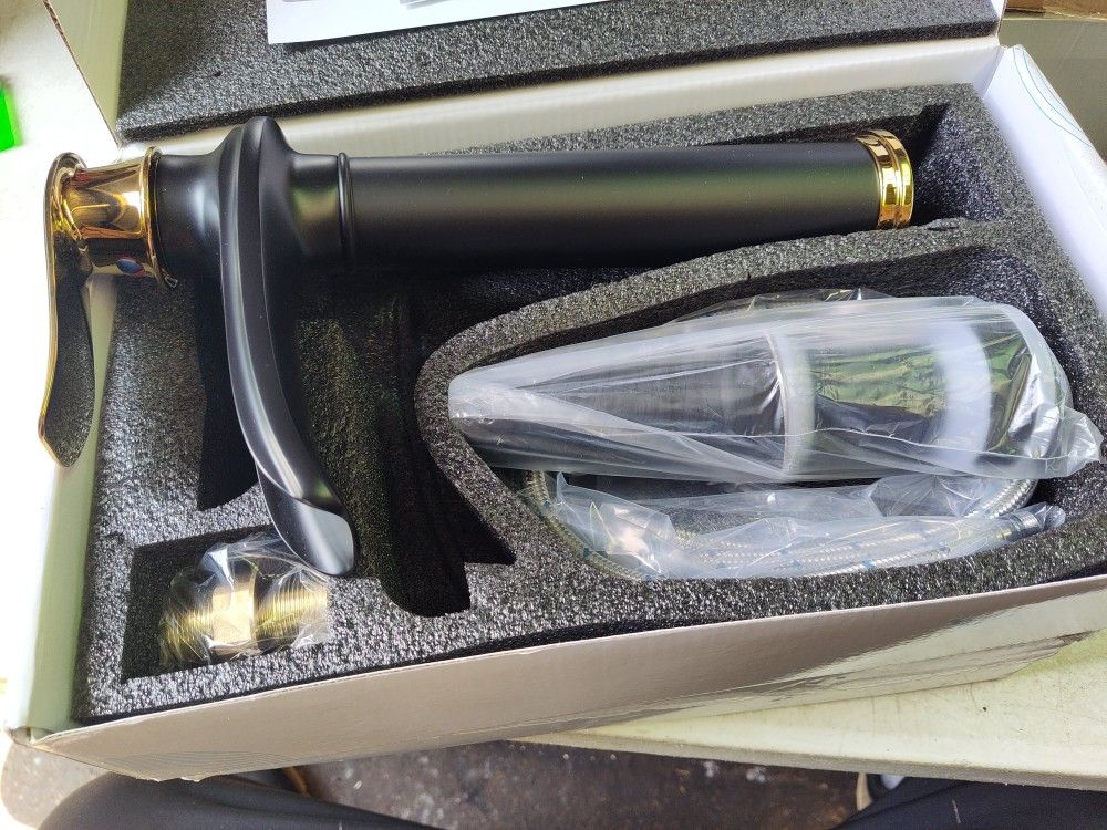 Bwe Vessel Sink Faucet With Drain In Matte Black And Gold, Few Available