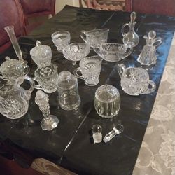 Vintage Clear Glassware Collection – 15+ Pieces – Serving & Decorative