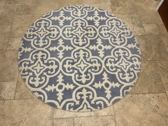 Round Patterned Rug, gray and cream, 5ft round, Safavieh