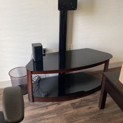 Tv Stand Two Shelves Glasss Table / Tv Cabinet / Tv Console with Height Adjustment