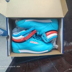 Reebok Freestyle High-top Sneakers Blue Aqua/Orange 🍊