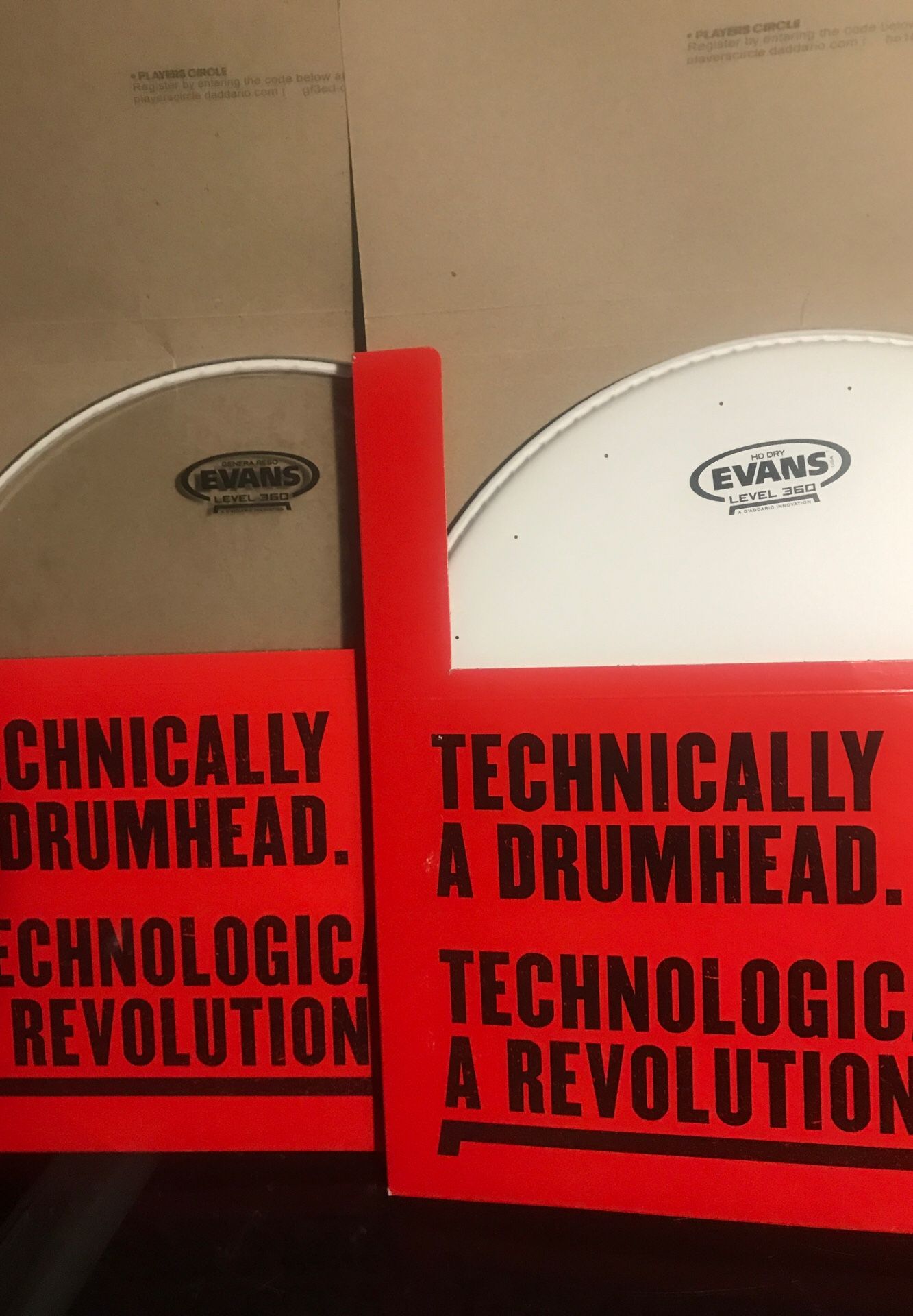 EVANS DRUMHEADS, NEW, BOTH FOR $10