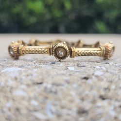 14K Gold Diamond Heavy Vintage Bracelet (Jewelry Box Included)