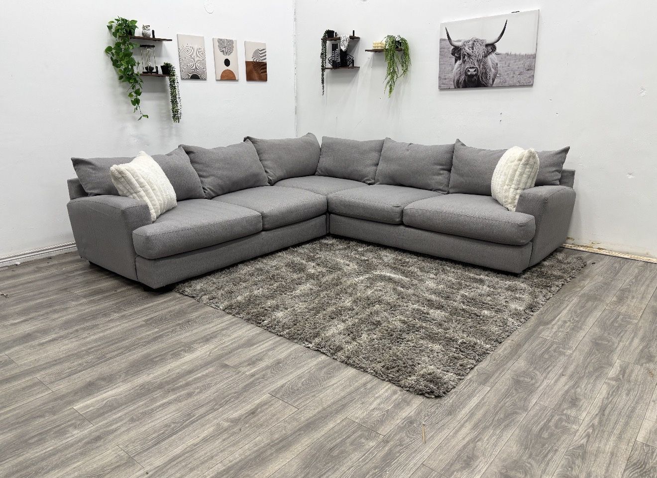 Huge Light Grey Sectional Couch - Free Delivery