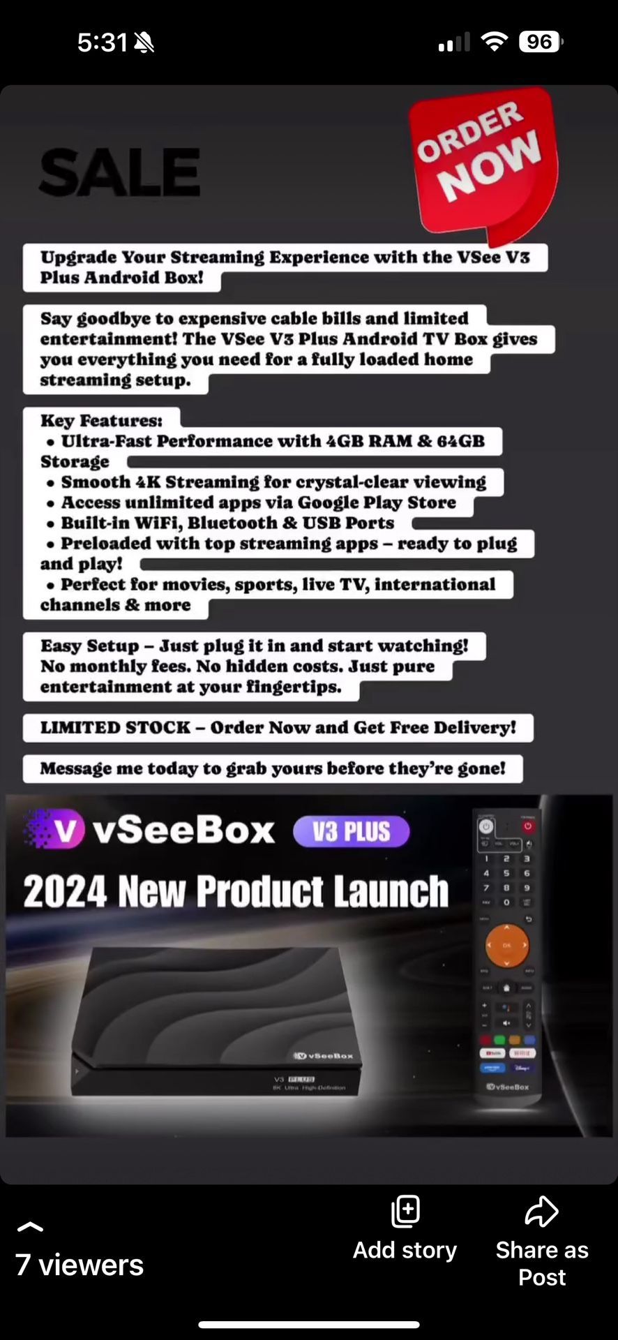 vSee V3 Plus Android Streaming Box 