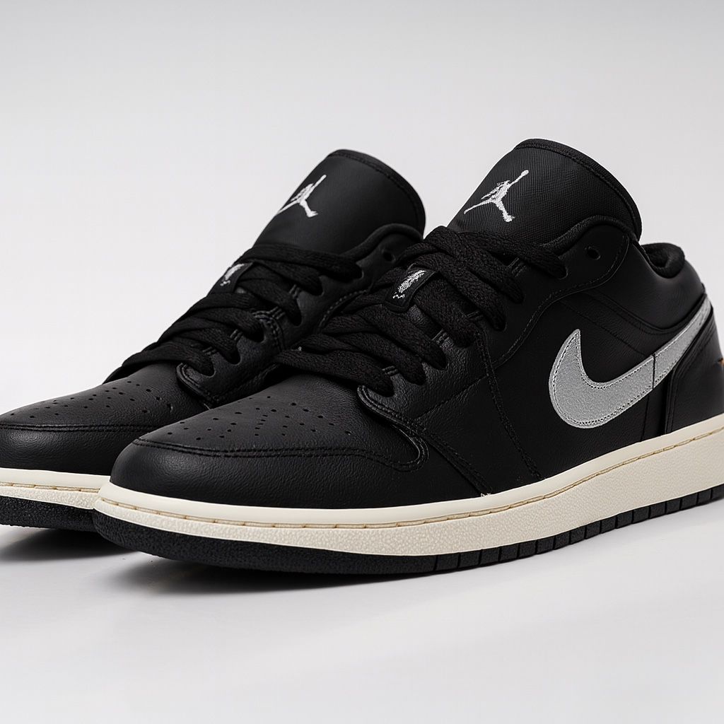 Air Jordan 1 Low Black Metallic Silver / Air Jordan 1 Low SE "Silver Swoosh