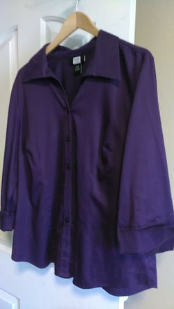 14/16 PURPLE BLOUSE, W, 97% COTTON 3% SPANDEX, STUDIO 1940