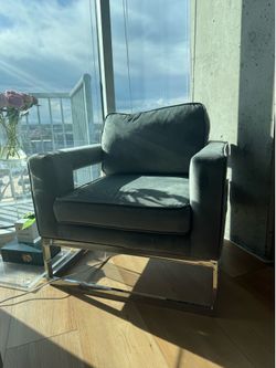 Faux suede end arm chair