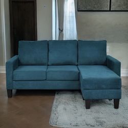 Teal Mid-Century Modern 82” Sectional Sofa with Reversible Chaise by Jerome’s