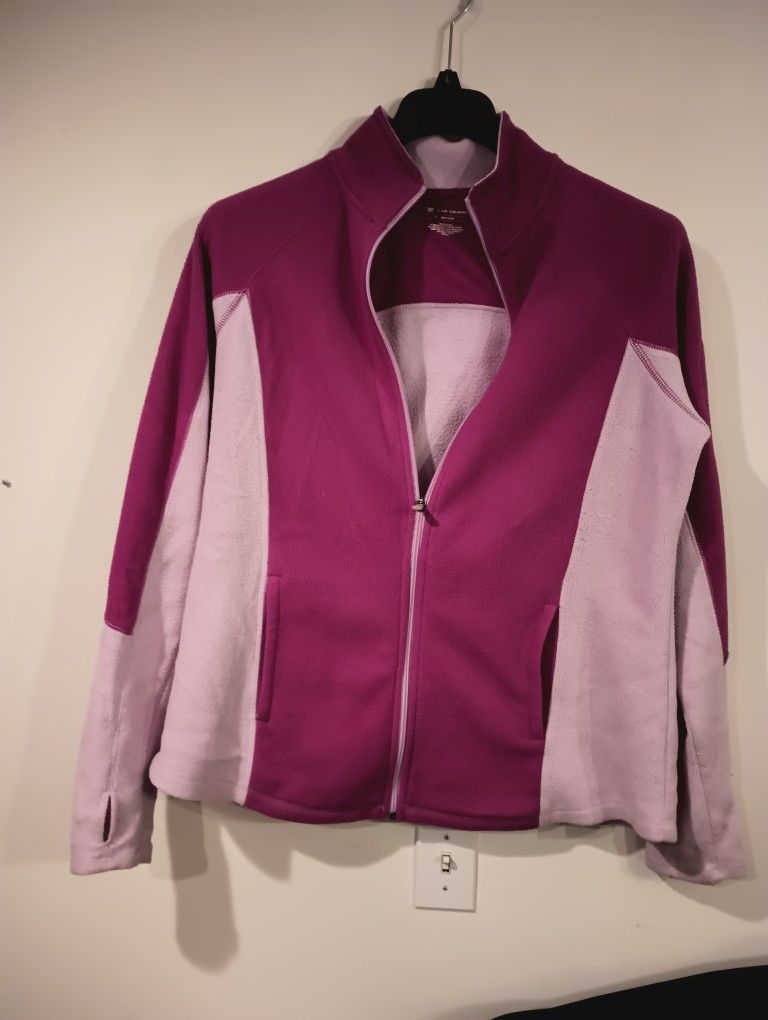 Women's Pink Fleece Tek Gear Sweater Jacket Size 1X