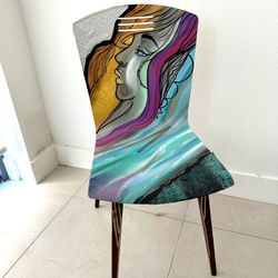 Hand Painted Chair By Unknown Artist 