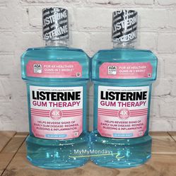 Listerine Gum Therapy Antiseptic Mouthwash Glacier Mint Lot 2 1L