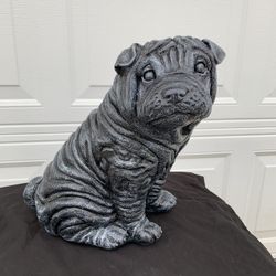 Painted Shar-Pei dog statue