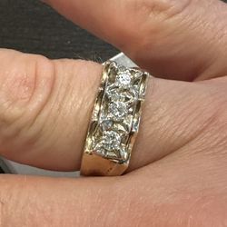 14k Gold Diamond Mens Ring 