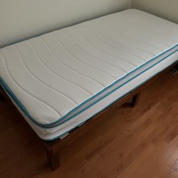 Twin XL Solid Wood Bed with Hybrid Mattress 