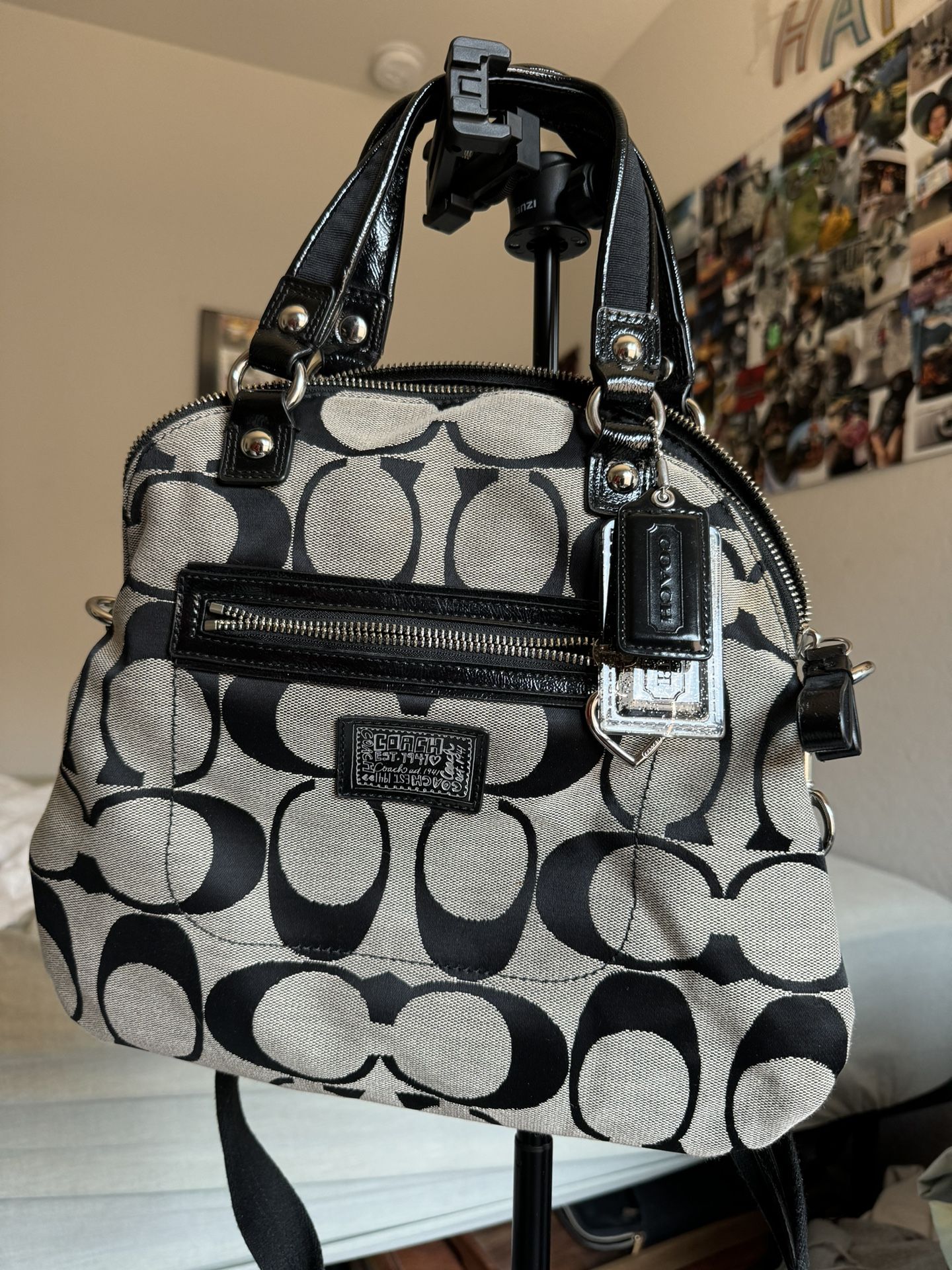 Coach Poppy Metallic Signature Foldover Shoulder Bag