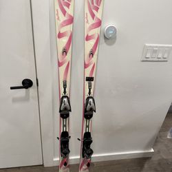 K2 Pink Breast Cancer Awareness Skis (with poles)