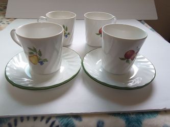 Corelle Chutney stoneware cups and saucers