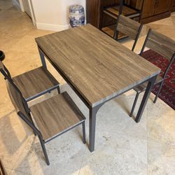 Modern 5-Piece Dining Table Set - Wood & Metal