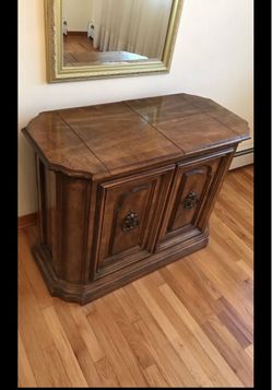 Vintage Wood Cabinet with Fold-Out Top