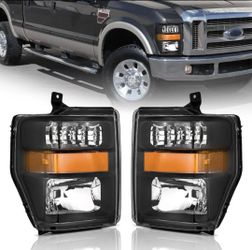 New Pair Of Headlights For 2008-2010 Ford F250/350/450/550 Super Duty