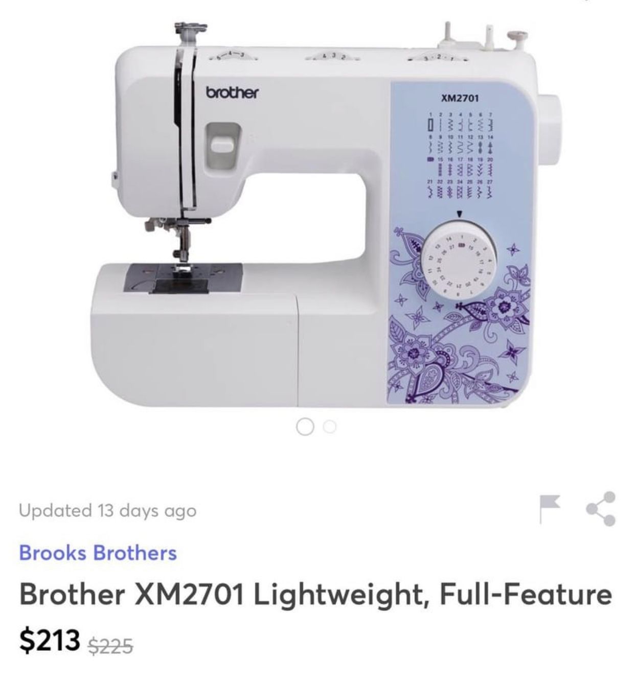 Brother Sewing Machine Used Twice $100