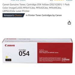Canon Genuine Toner, Cartridge 054 Yellow (3021C001) 1 Pack Color imageCLASS MF641Cdw, MF642Cdw, MF644Cdw, LBP622Cdw Laser Printer
