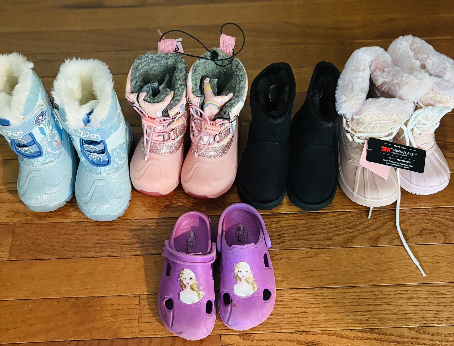 5 Pack Girl's Size 8-10 Assorted Snow Boots & Crocs