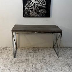 Wooden Base / Silver Legs Office Desk