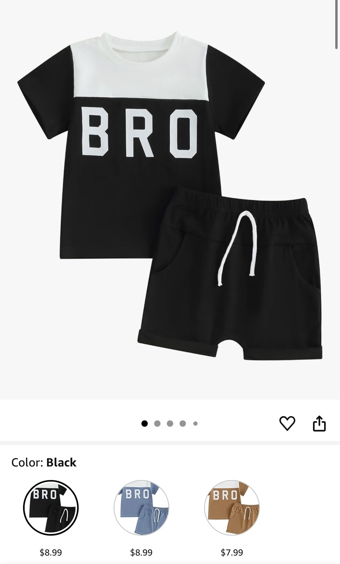 Toddler Newborn Baby Boy Summer Outfit Clothes Brother Sleeve Tee Shirt Top Elastic Waist Shorts Set