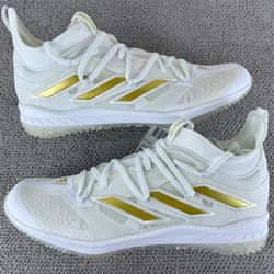 Brand New adidas Adizero Afterburner Baseball Turf Shoes White Gold Men Size 12.5