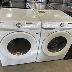White Front Load Washer & Gas Dryer Set - Samsung 
