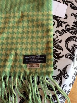 Green herringbone winter scarf