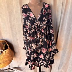 🌸 Black Floral Dress – Day to Night Style