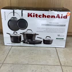 KITCHEN AID NONSTICK 10 PIECE COOKWARE SET