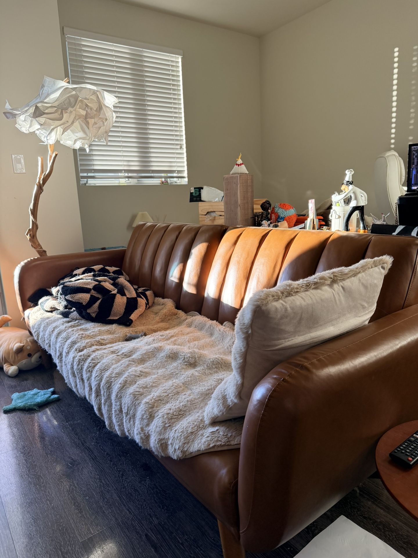 Brown Leather Sofa bed futon