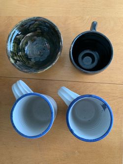 Ceramics! Small bowl and 3 coffee cups All for $20