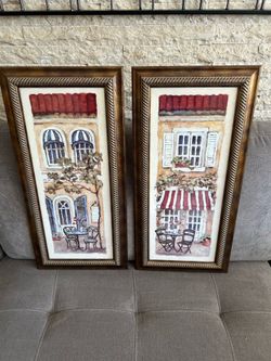 Set of framed paintings