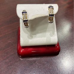 Diamond And Sapphire Hoop Earrings 