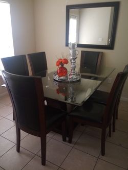 Comedor 6 sillas con mesa vidrio