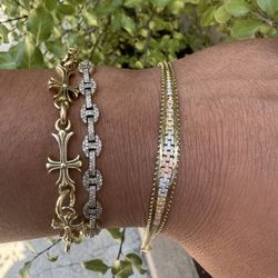 14k Tricolor Bracelet, 8 Grams