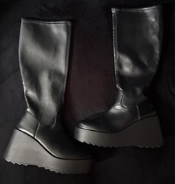 Black platform boots