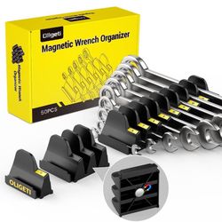 new 50pcs Magnetic Wrench Organizer Set for Metal Tool Box,Modular Wrench Holder with Metric&SAE Labels   Color: Black Size: 50Pcs Set  Effortless Too