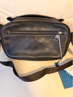Louis Vuitton Ambler Black leather cross body tote purse satchel