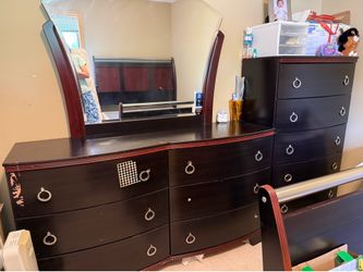 Bed room furniture for sale - Queen bed, dresser, mirror, chest