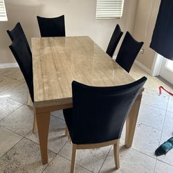 Marble Top Dining Top W/chairs 